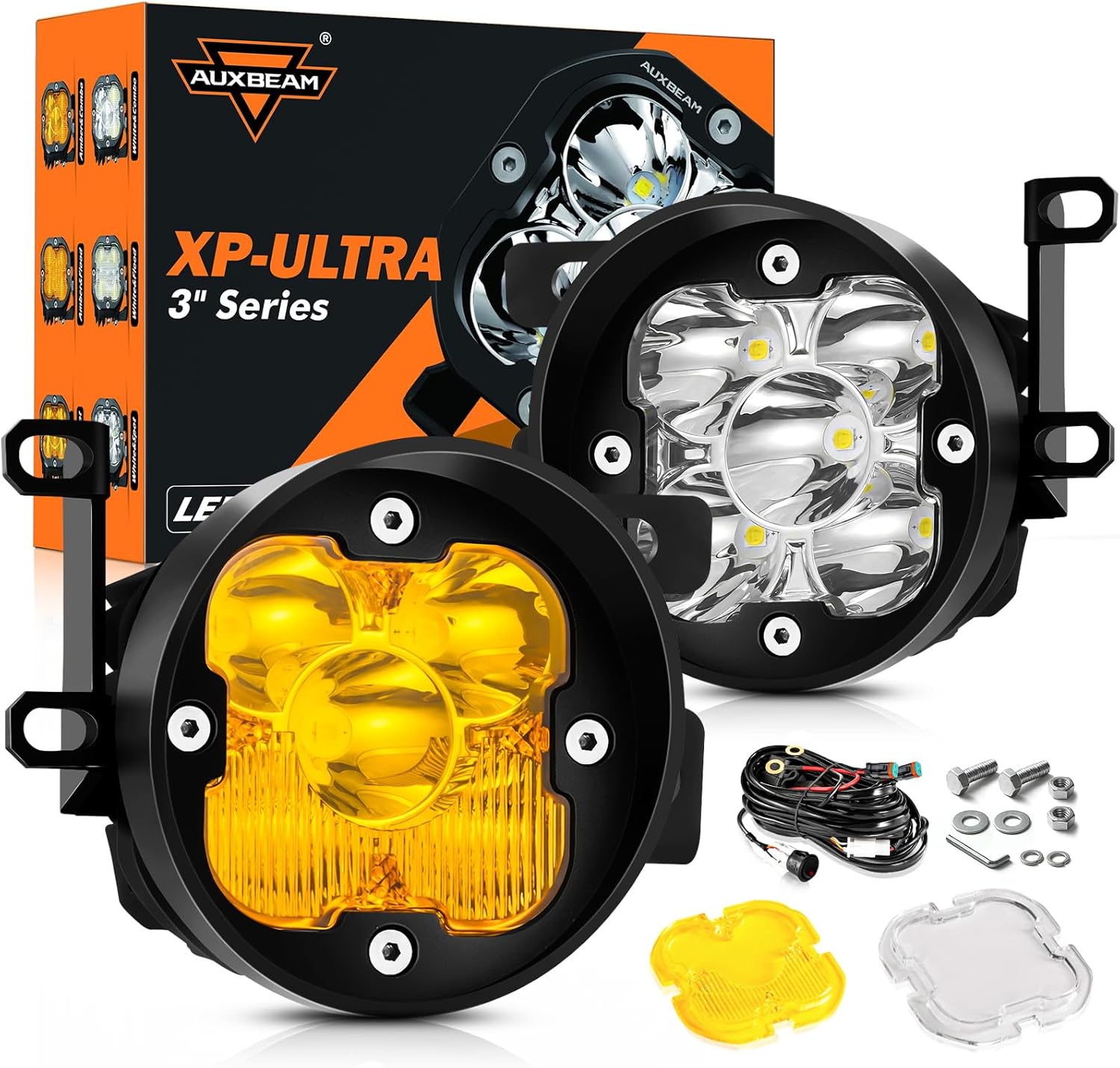 Auxbeam 3 Inch 80W 9600LM LED Pods Spot Flood Combo Offroad Lights for Toyota 2012~2022 Tacoma, 2010~2022 4Runner, 2014~2022 Tundra