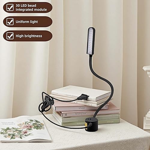 Miniatura 5 de 30 luces LED para máquina de coser con base magnética súper fuerte, lámpara de trabajo de cuello de silicona totalmente flexible para mesas de
