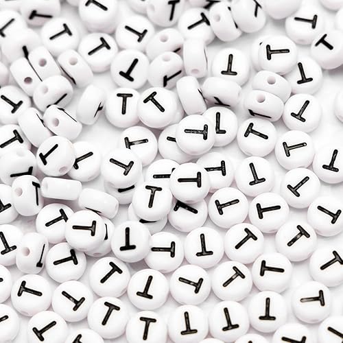 Vista 18 de 500 cuentas acrílicas de letras de 0.236 x 0.157 pulgadas, cuentas del alfabeto para hacer joyas, cuentas de letra C para hacer pulseras, collares