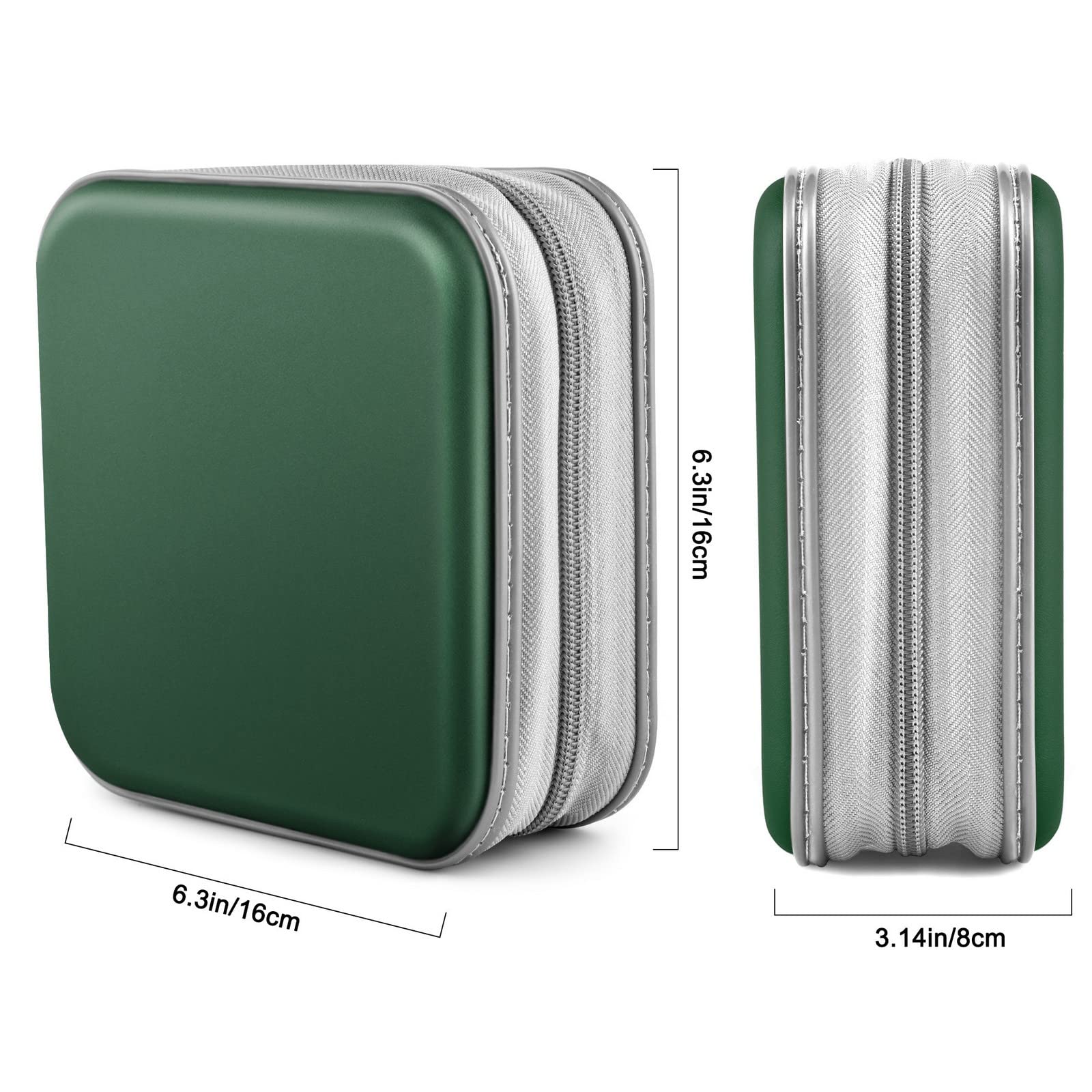 48 capacità CD/DVD custodia organizer portatile con cerniera in plastica rigida CD/DVD custodie organizer portafoglio libro per auto casa viaggi (verde scuro)