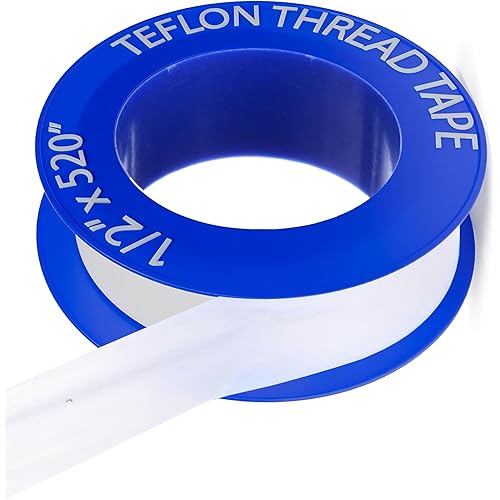 Plumbers PTFE Pipe Sealant Tape, 5.5mil Thick, Flex Seal Tape Waterproof, -212 to 500 Degree F Temperature Range, White (1/2 by 520 Inches 1 Roll)