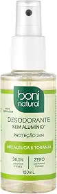Desodorante Natural e Vegano com óleos essenciais de Melaleuca e Toranja, 24h de proteção, Sem Alumínio, Sem Parabeno, Boni Natural, Transparente