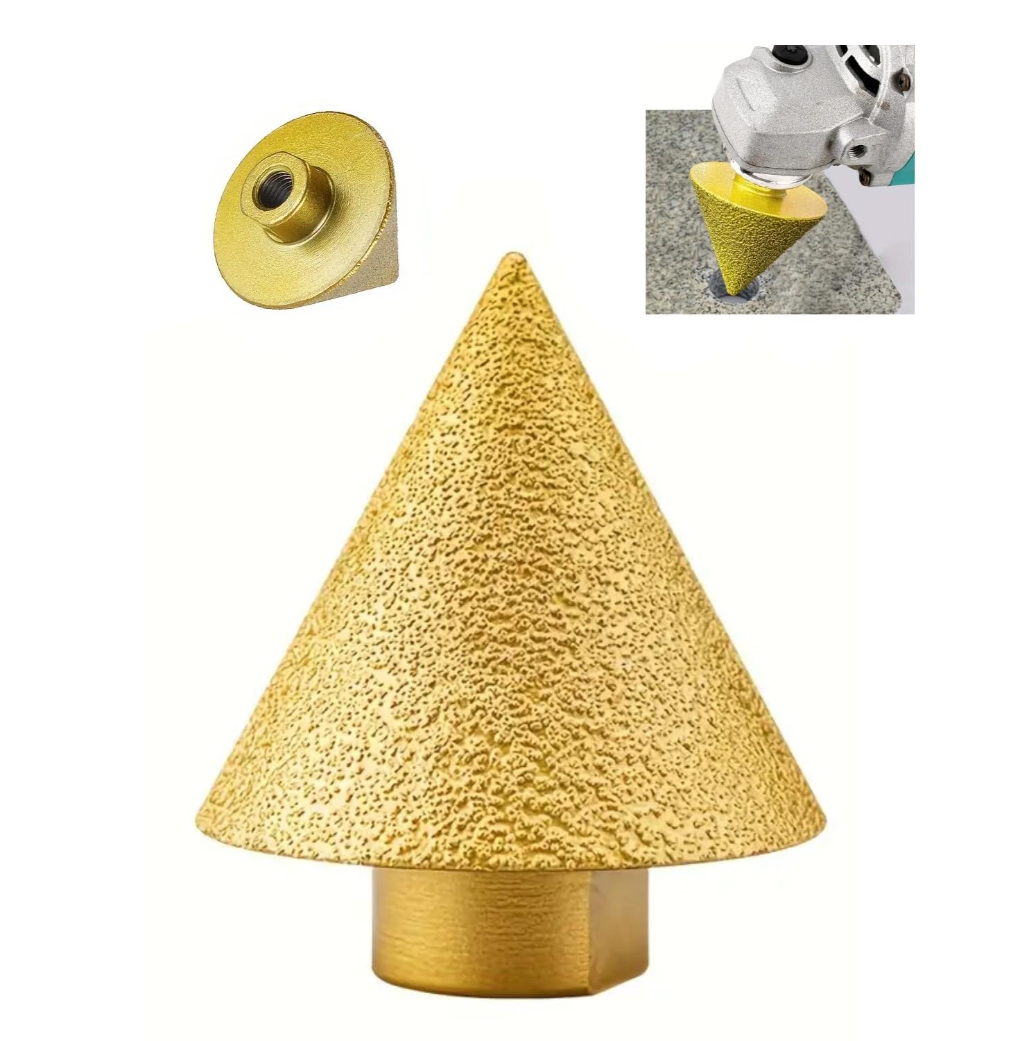 HiFam 38MM Diamond Beveling Chamfer Bit, M10 Bevel Enlarge Hole Polishing, Sturdy Countersink Bit, Diamond Cone Grinding Bit for Tile, Marble, Granite, Stone Polishing and Hole Making