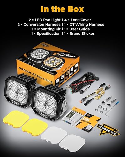 Miniatura 79 de Auxbeam XP-Ultra Series Hyperspot LED Pods, 3 pulgadas, 80 W, luces todoterreno de haz puntual de 9600 lúmenes, blanco ámbar, doble color, foco