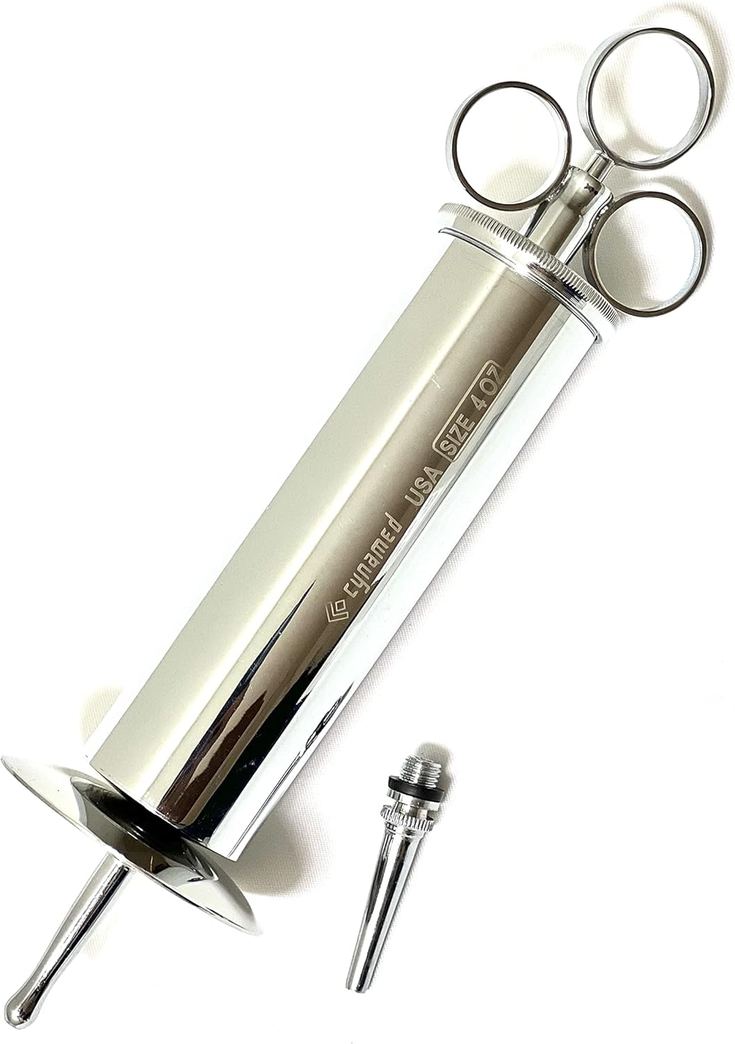 CynaMed -Premium Ear Wax Removal Syringe 8 OZ,6 OZ,4OZ,3 OZ - Brass with Chrome Finish Ideal for Household, EMT, Firefighter, Police, Medical Student, School and Hobby (8 OZ)