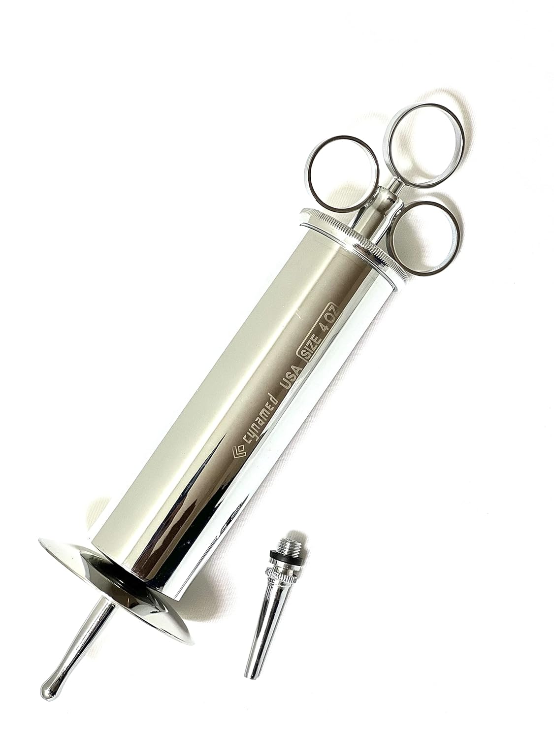 CynaMed -Premium Ear Wax Removal Syringe 8 OZ,6 OZ,4OZ,3 OZ - Brass with Chrome Finish Ideal for Household, EMT, Firefighter, Police, Medical Student, School and Hobby (4 OZ) : Health & Household