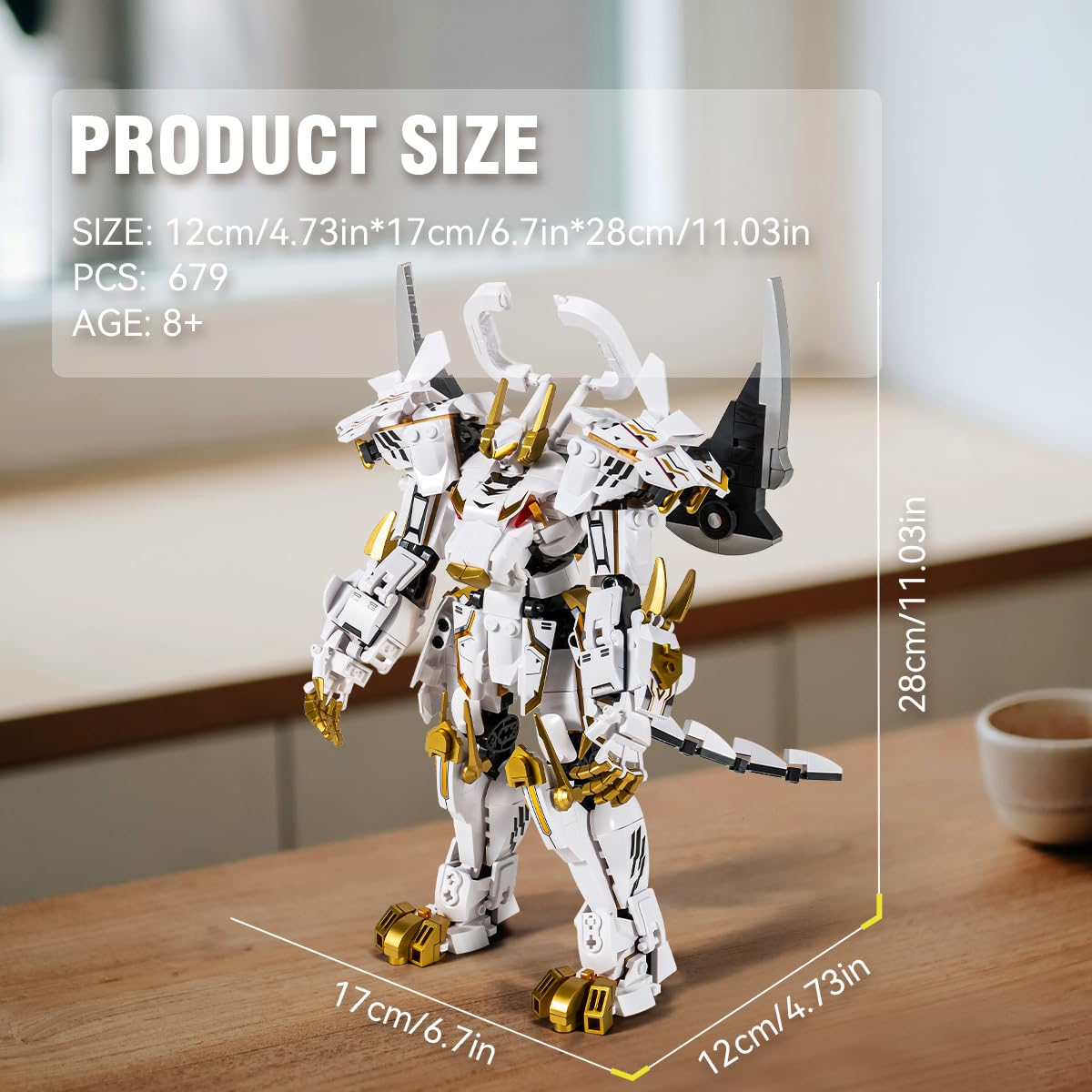 DAHONPA White Tiger Transforming Mech Building Blocks Set, Mythical Warrior Mecha Model Kit (670 Pieces) Gift for Adults and Kids