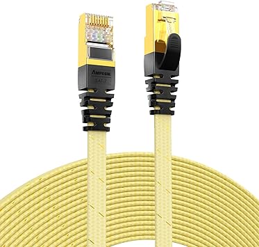 Amazon Cat7準拠stp 高速lanケーブル 10m Ampcom 10gbps 600mhz Rj45 フラット インターネット ケーブル 金メッキコネクタ 組紐 高靭性ポリエステル採用 Pvc被覆 爪折れ防止 金 10m Ampcom Lanケーブル 通販