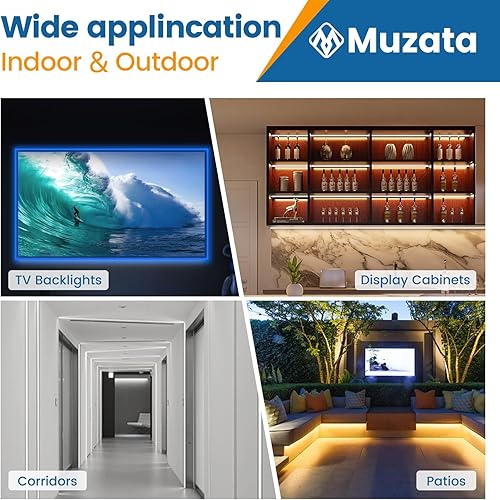 Miniatura 6 de Muzata Paquete de 12 luces de cuerda de 16.5 pulgadas, canal de luces rectangulares de aluminio en forma de U, ajuste de pista de 0.315 in de ancho