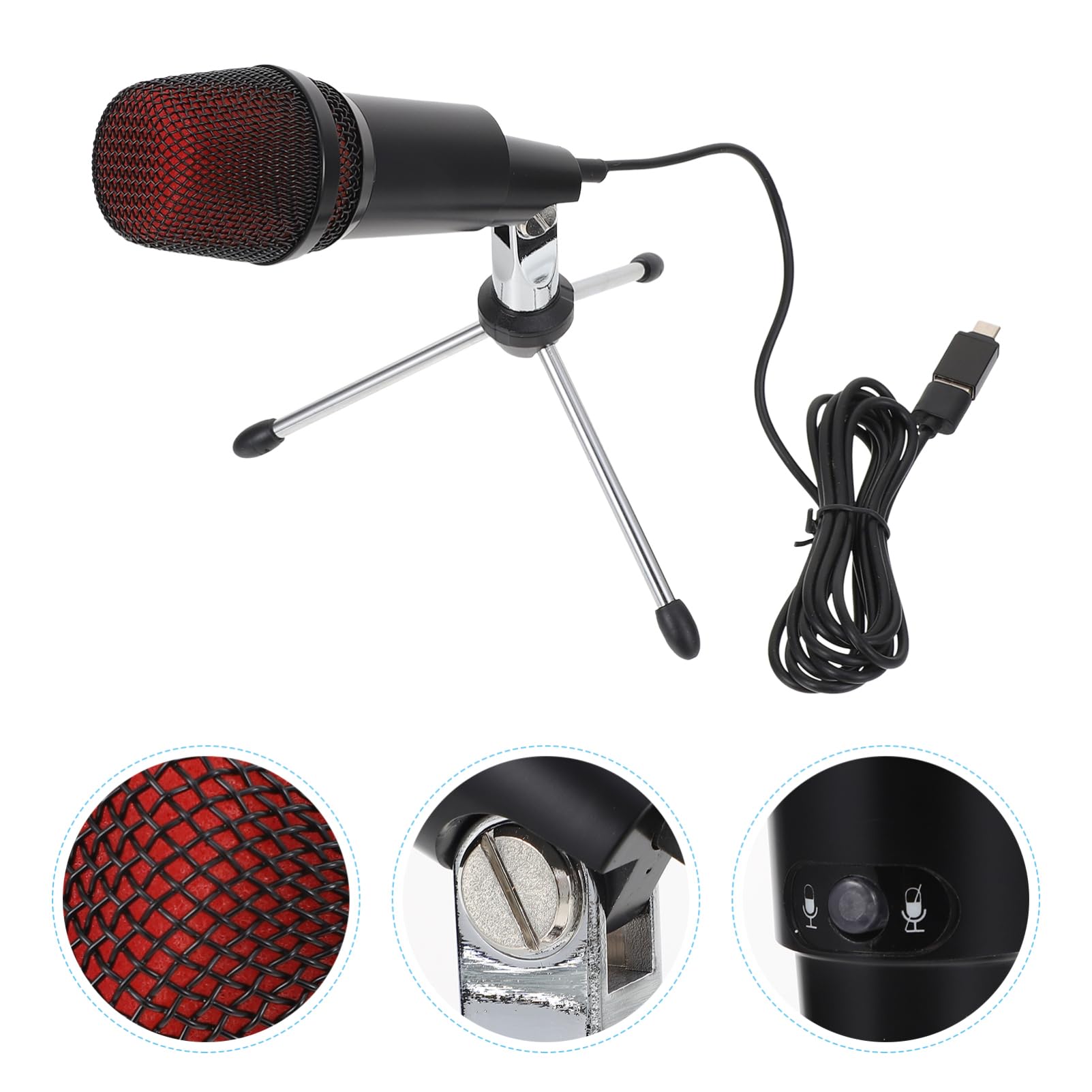 Kisangel 1Set Professional Condenser Microphone for Gaming and Streaming Includes Stand Noise Reduction for Computer Conference and Live Broadcast Black