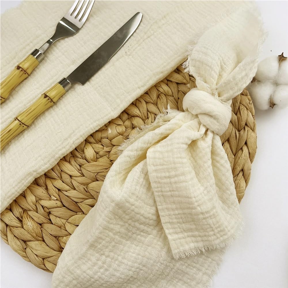 Servilletas de Tela, 8 servilletas Gruesas de Gasa y algodón, Grandes, Ideales for Decorar mesas en Fiestas, cenas, Baby Showers Bodas(Modena)
