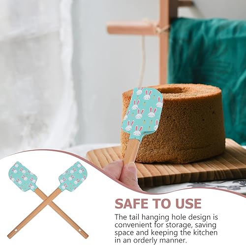 Miniatura 8 de HEMOTON Juego de espátulas de silicona de Pascua, 4 espátulas para hornear para decorar pasteles con mango de madera, esparcidores de queso de