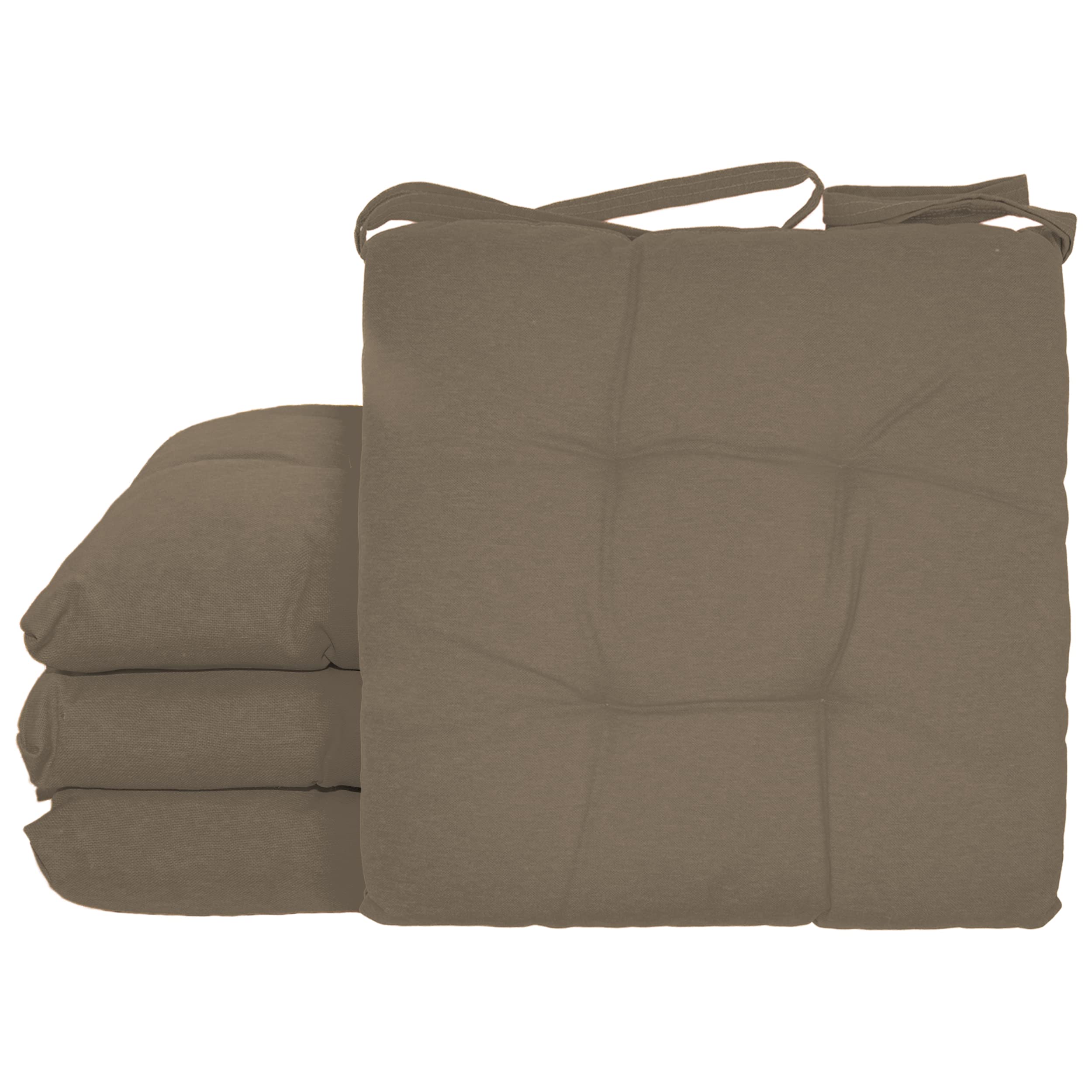 BESCH Pack 4 Cojines para Silla Usos Interior y Exterior 38x38x5cm - Cojin de Asiento Decorativo Funda de Algodón + Poliéster y Relleno de Fibra Hueca Lavable Cómodos Acolchados (Marrón)