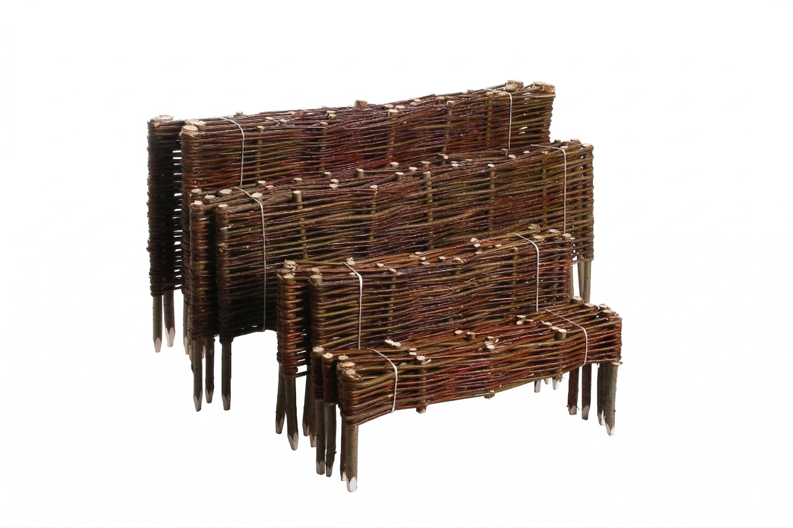 rg-vertrieb Weidenzaun Beeteinfassung 20x120 cm (10 Stück) – Flexible Rasenkante Beetumrandung aus 100% Weidenholz – Steckzaun Holz Palisade Beetbegrenzung & Mähkante