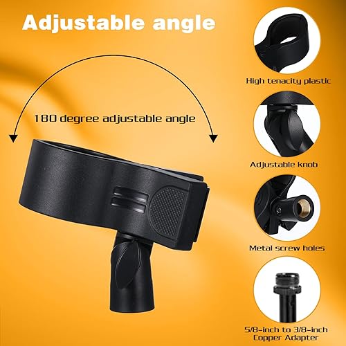 Miniatura 4 de 1 clip de micrófono grande, soporte de micrófono ajustable para soporte, clip de micrófono para la mayoría de micrófonos de condensador e