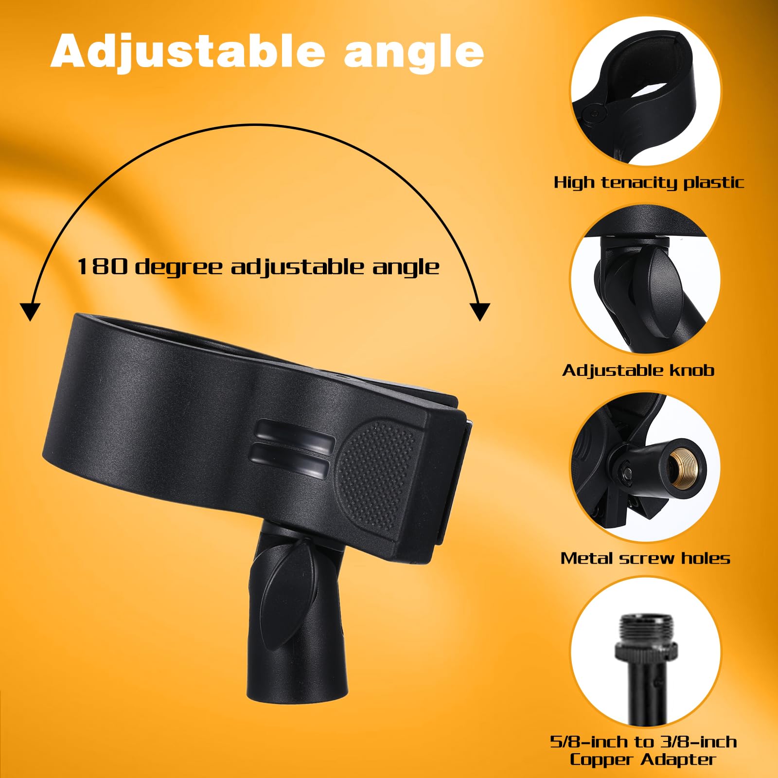 Microphone Clip for Mic Stand Large Mic Clips Holder for Handheld Microphones and Recording Condenser and Wireless Microphones with Diameter Range 1.26" from 2.3" - Image 4