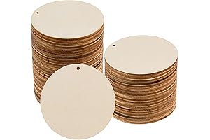 120 Pcs 3' Unfinished Natural Wood Circle Cutouts Blank Round Wood Slices...