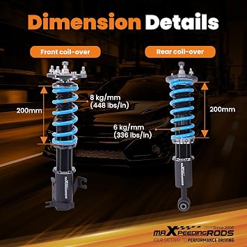 maXpeedingrods Coilover for Nissan Maxima A32 1995-1999, 24 Levels Damper Adjustable Coilovers Suspension Kit Strut, Height Adjustable T6 Upgraded Lowering Kits Blue