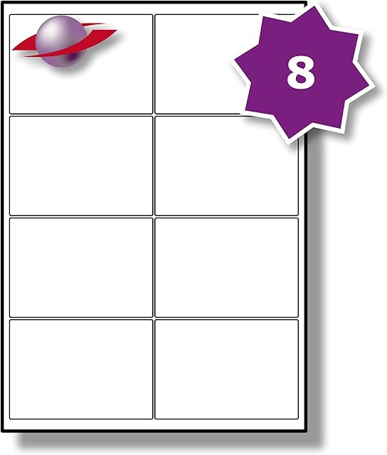 8 Per Page/Sheet, 5 Sheets (40 Sticky Labels), Label Planet® White Blank Matt Self-Adhesive A4 Address Addressing Shipping Stickers, Printable With Laser or Inkjet Printer, UK LP8/99, 99.1 x 67.7 MM, FOR JAM FREE PRINTING, Mail Labelling