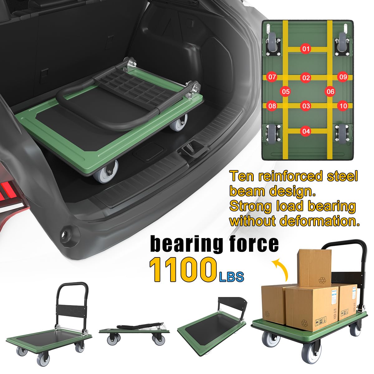 WUD Folding Push Cart - Heavy Duty Dolly -6