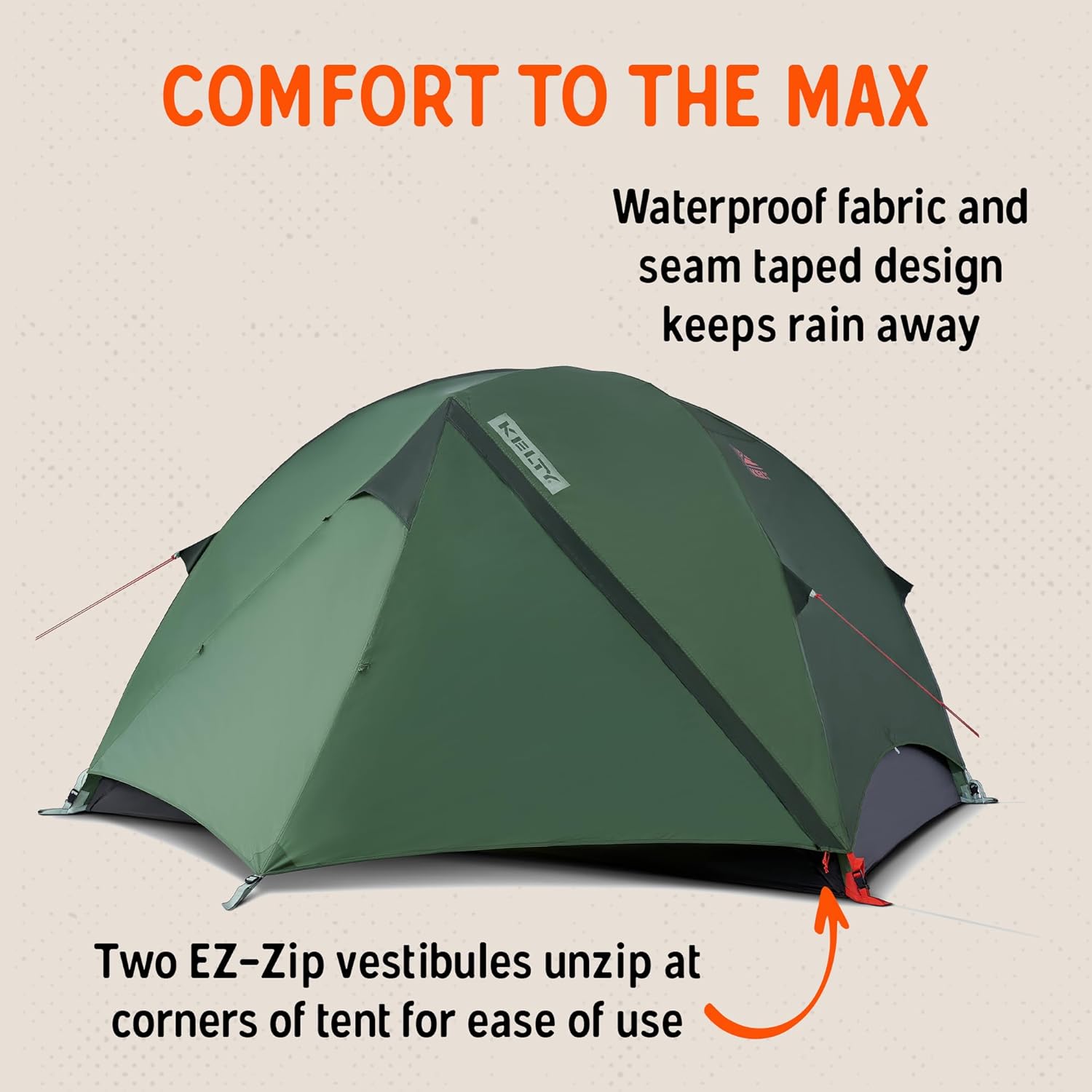 Kelty Wireless Freestanding Camping Tent, 2 4 or 6 Person Size, Huge Interior and Peak Height, Intuitive + Easy to Pitch, Color Coded Setup