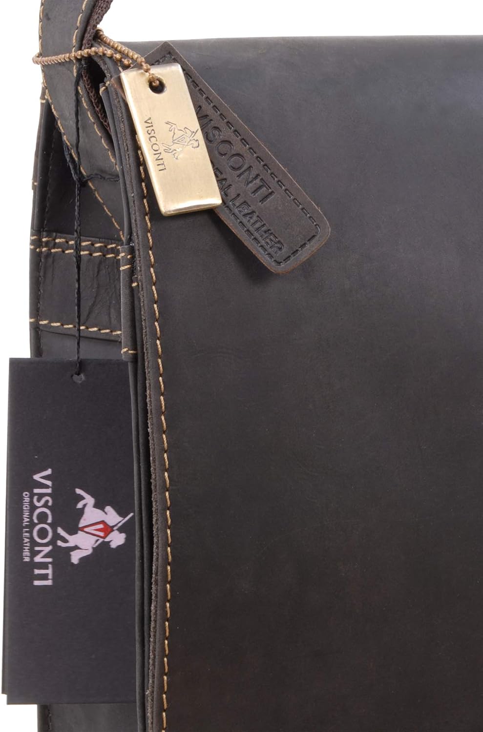 Visconti Men's Hunter Distressed Oiled Leather A4 Work Messenger Bag # 18548 - Oiled Brown
