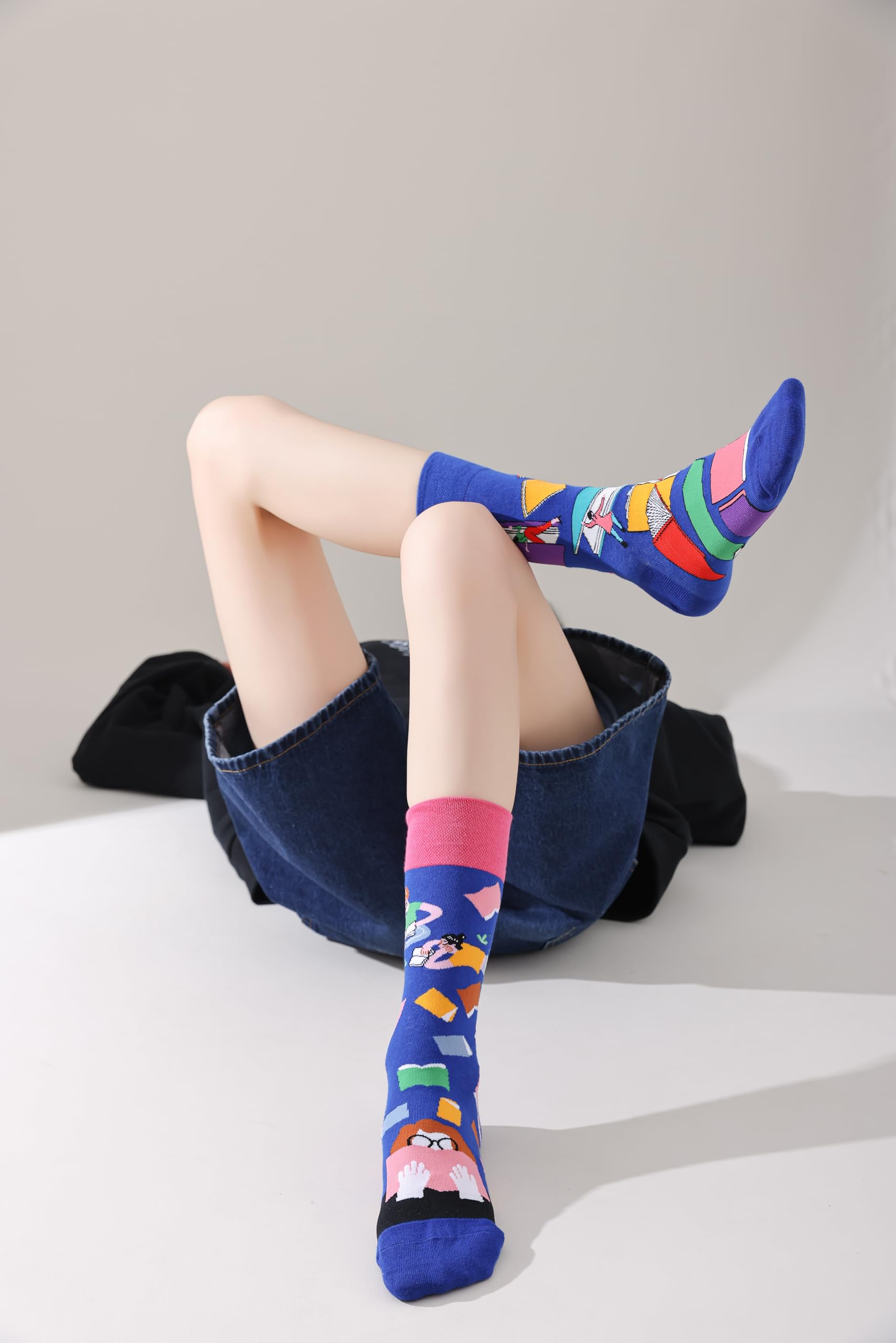 Calcetines Divertidos Unisex para Mujer y Hombre con Diseños Asimétricos en Par - Temas Animales, Comida, Fruta, Deporte y Arte en Algodón - Ideal para Regalos - 3