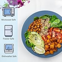 Vista 4 de Homienly Juego de 8 platos planos alternativos para platos de plástico, aptos para microondas y lavavajillas, platos de paja de trigo para cocina