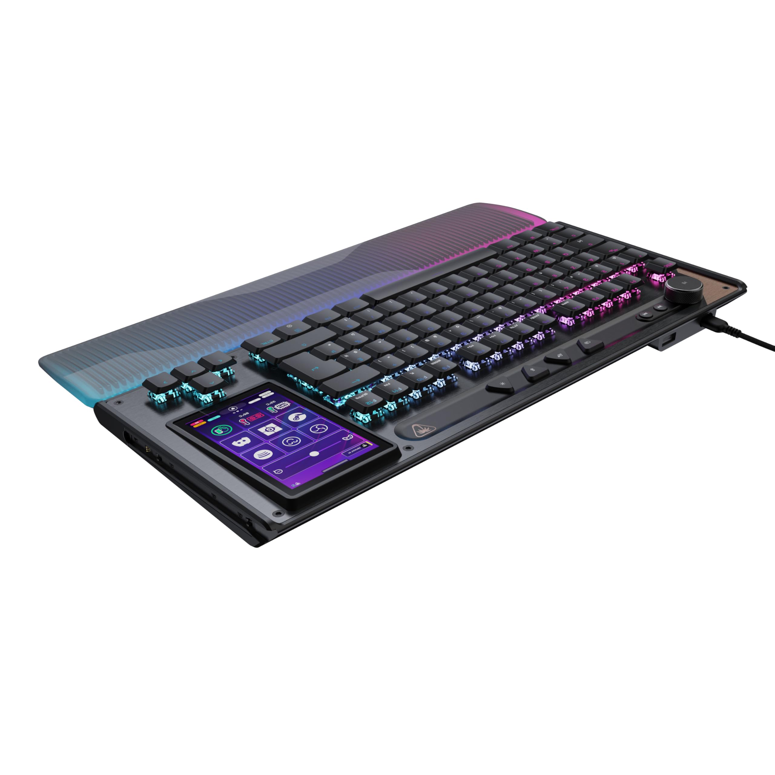 Turtle Beach Command Series KB7 TKL Clavier Gaming Filaire avec écran Tactile Display 4,3", Touches Titan discrètes à Effet, Capuchons de Touches PBT Double Frappe et Rails modulaires - (FR AZERTY)