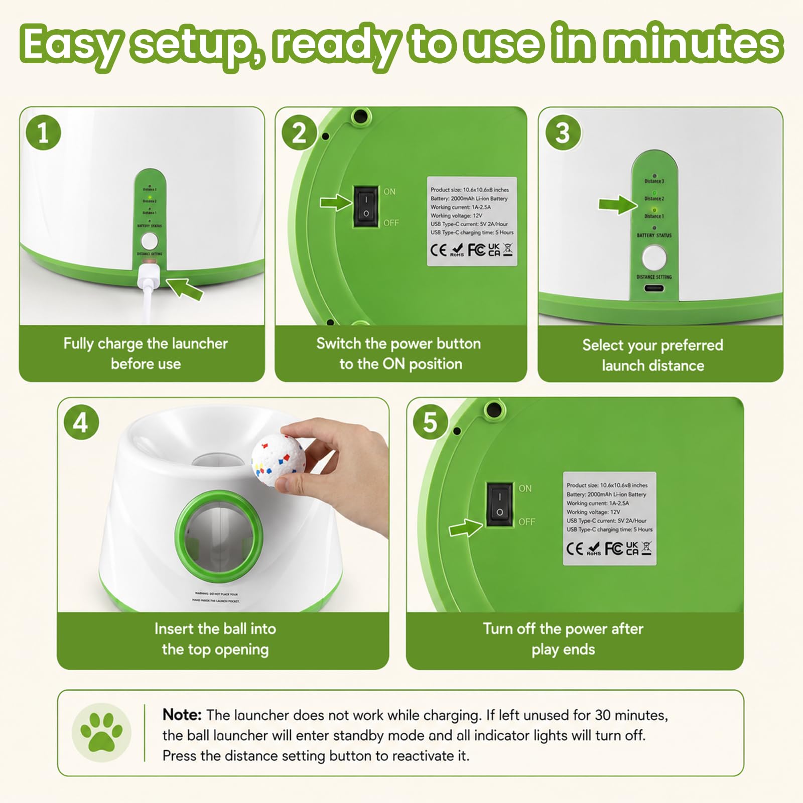 Máquina para lanzar pelotas de perro con 9 pelotas de tenis E-TPU | Juguete interactivo eléctrico para perros pequeños, lanzador de pelotas para perros, tenis, máquina para interior y exterior