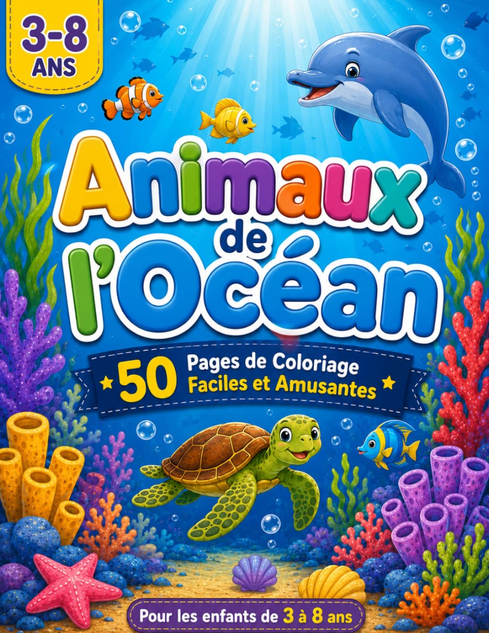 Animaux de l'Océan: 50 Pages de Coloriage Faciles et Amusantes