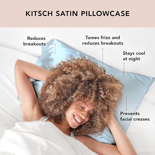 Vista 51 de Kitsch - Funda de almohada de satén con cremallera de tamaño queen/estándar, para el cabello y la piel, funda refrescante más suave que la seda