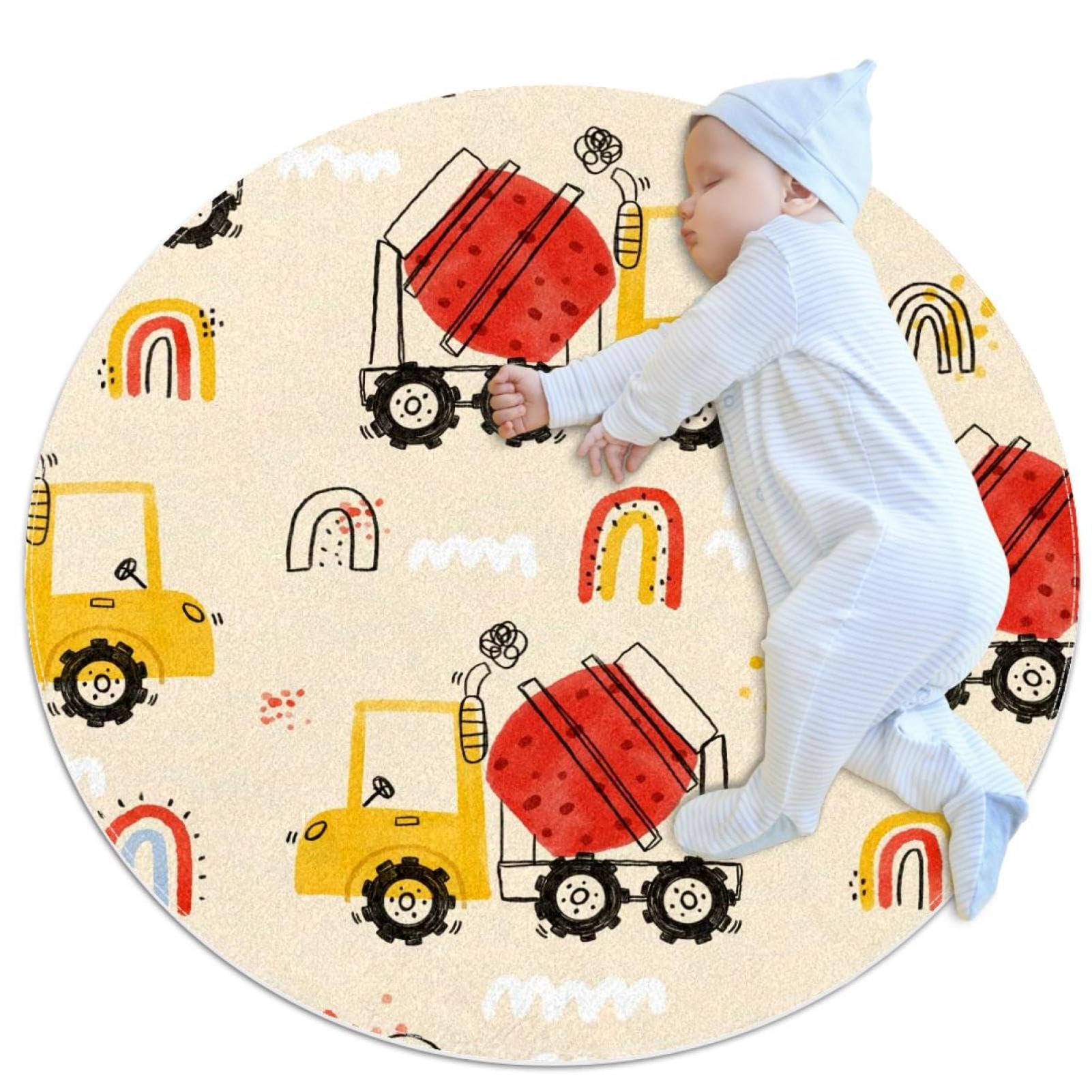 Tapis de chambre enfant rond motif camion de ciment tapis de douche décoratif