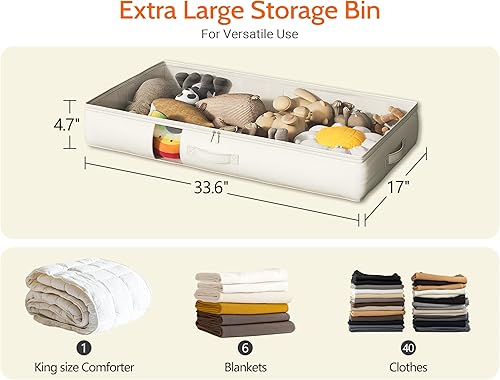 Miniatura 2 de Bolsas de almacenamiento plegables de lados suaves debajo de la cama con ventana, organizadores de armario sin marco rígido, contenedores de