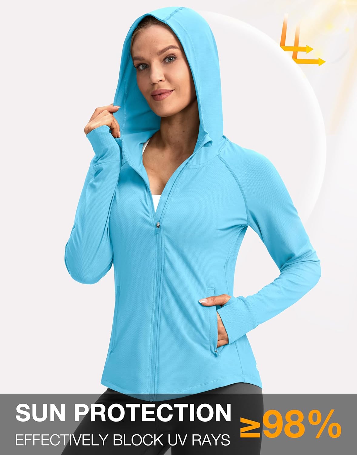 G Gradual Women's UPF 50+ Sun Protection Hoodie Jacket Lightweight Zip Up Jackets Long Sleeve Shirts for Women Hiking Outdoor - Image 3