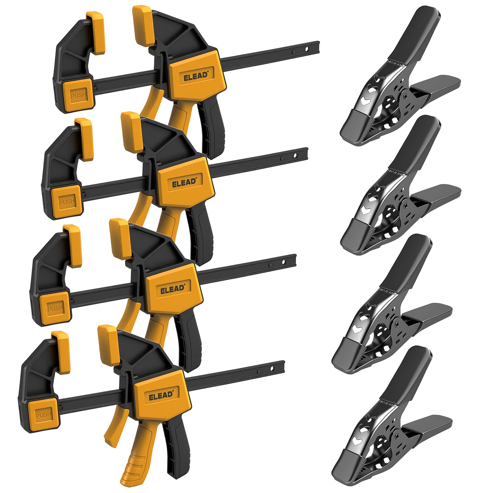 8-Piece Clamps for Woodworking - 4 Pcs 6 inch Bar Clamps, 4 Pcs