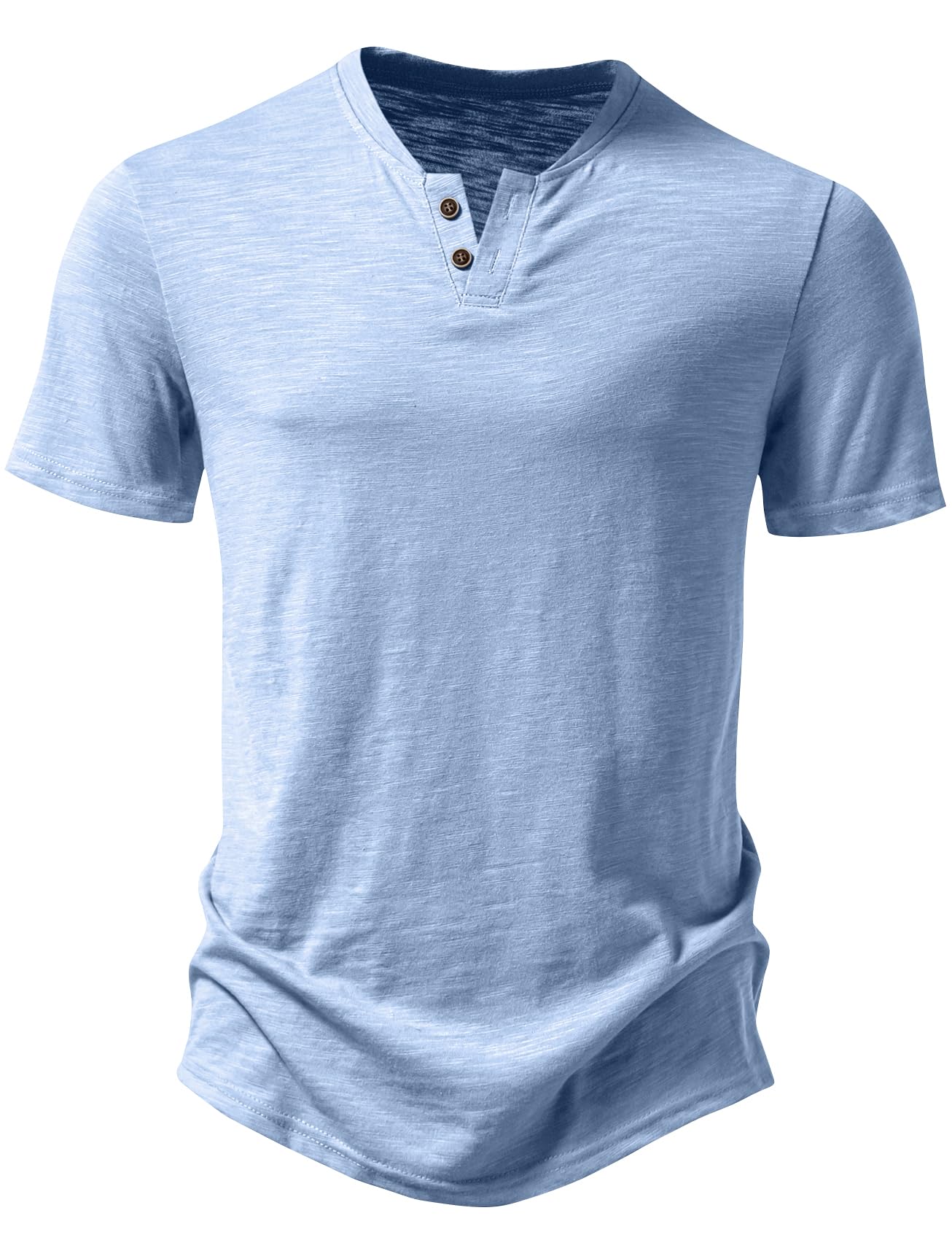 JEMITOP Men's Cotton Stretchy Notch Neck T-Shirt