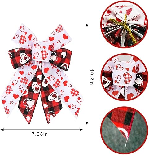 Miniatura 2 de 4 lazos de corona para el día de San Valentín, lazos de búfalo blanco y negro para corona, lazos de Navidad para puerta delantera, lazos de