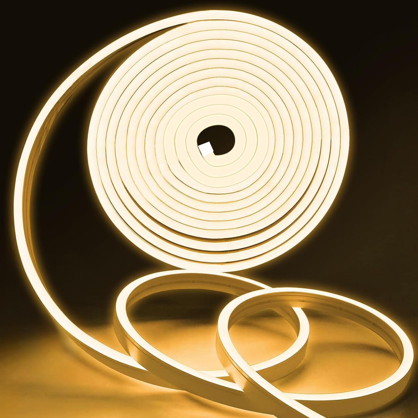 MMEEVT Striscia LED, bianco caldo, 12 V 5 metri LED neon, impermeabile IP65 Striscia LED neon 3000 K, adatta per decorazioni interne ed esterne (alimentatore non incluso)