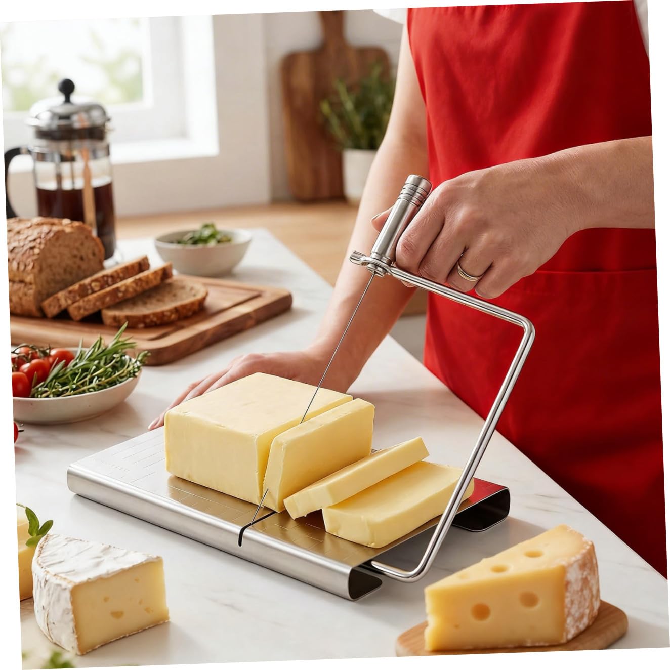 TOYANDONA 5 Stück Edelstahl Käsehobel für Blockkäse mit Ergonomischem Griff Handlicher Butter Käsedrahtschneider Kompakter Käseschneider für Partys und Dinner Einfach zu Handhaben und Sicher