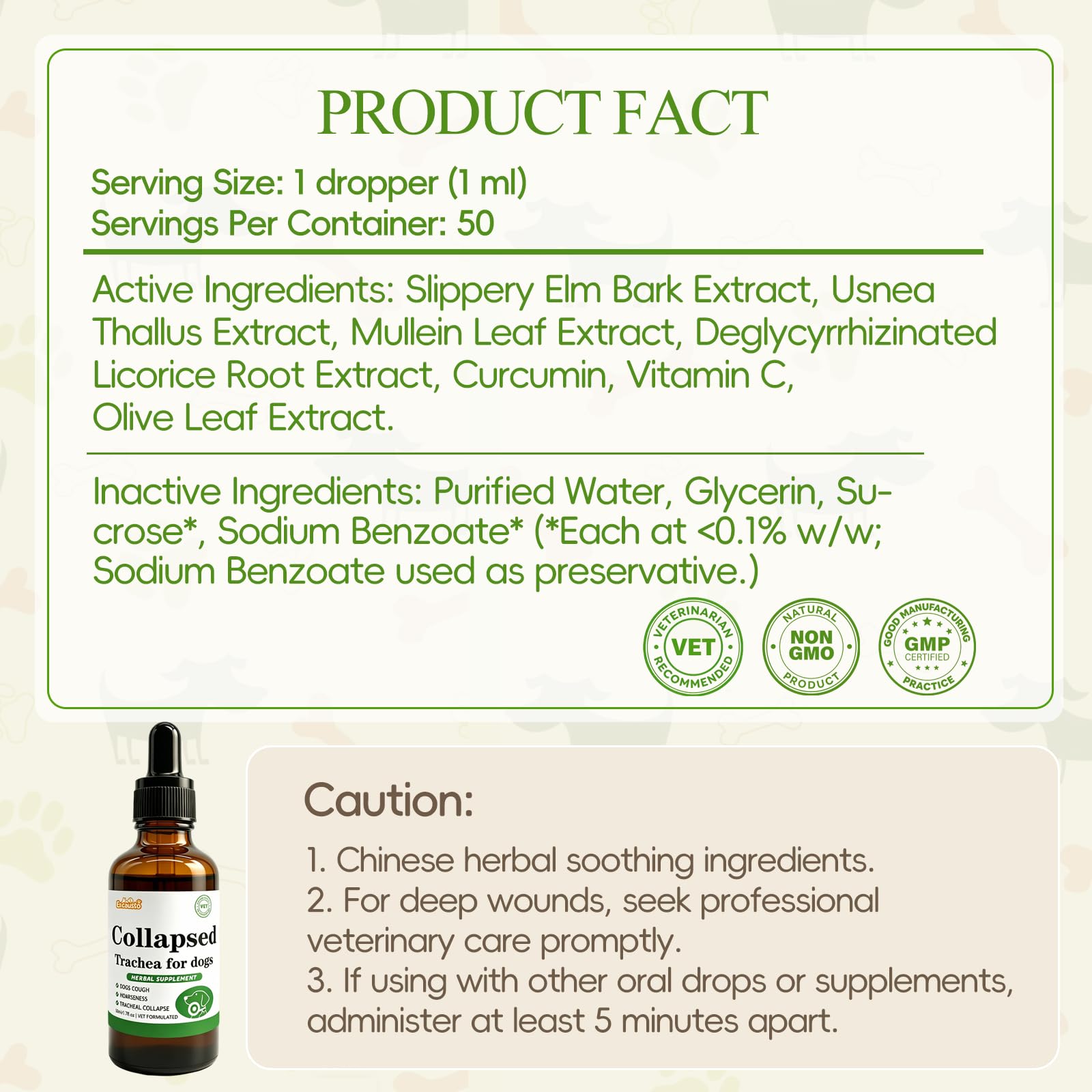 Collapsed Trachea Support for Dogs, Herbal Extract Supplement Soothe Cough & Throat Discomfort with Mullein, Slippery Elm and Olive Leaf, Glass Bottle with Precision Dropper, 1.7 oz — Amazon image 7