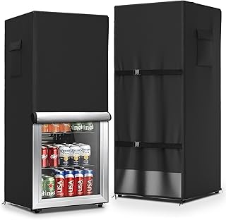 COSHNIBI Outdoor Refrigerator Cover,420D Oxford Waterproof Upright Freezer Cover,Front Can Be Rolled-Up by Zippers(23"Lx23"Wx56"H)