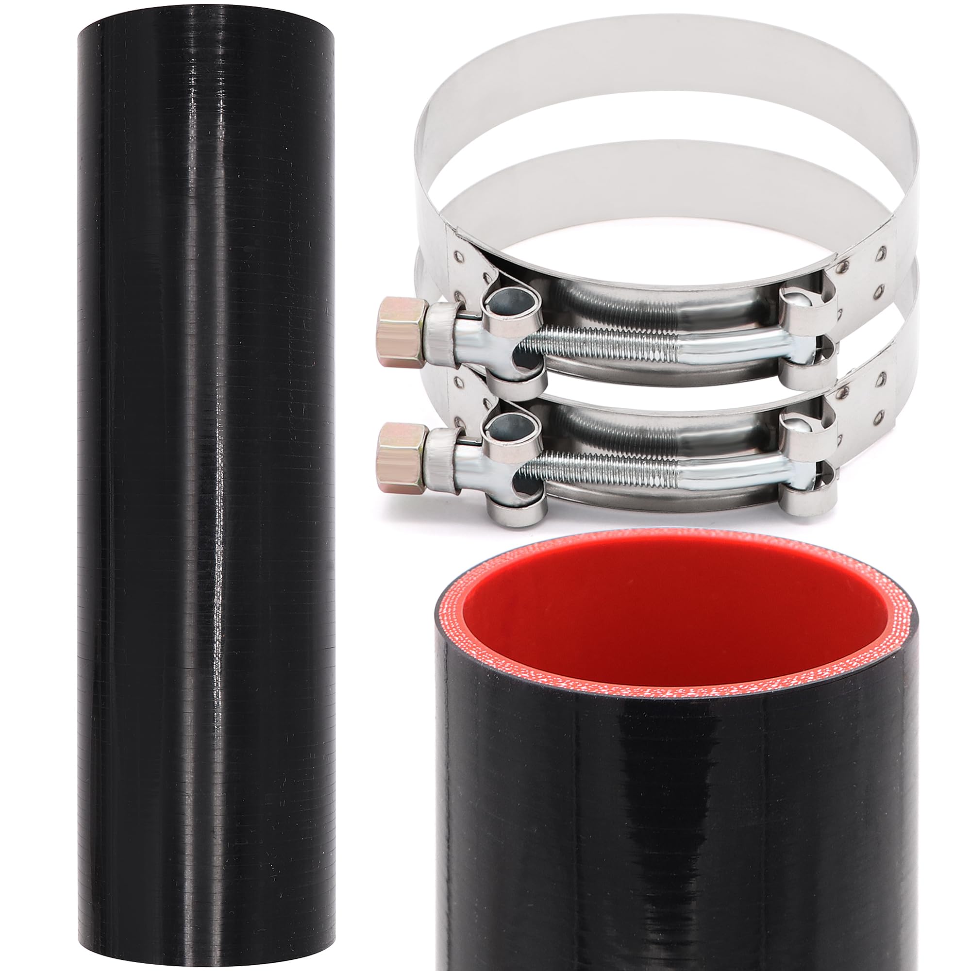 Red Silicone Hose Coupler 3.5" ID X 12" Long - 4-Ply For Turbo, Intake, Intercooler Pipes 9 thumbnail image