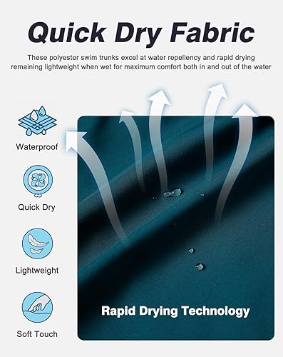 Vista 6 de Traje de baño para hombre con forro de compresión, pantalones cortos de playa de secado rápido con bolsillos con cremallera
