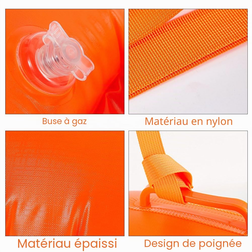 Bouée de Natation, Swim Buoy, Bouée de Sécurité, Bouée de Nage, pour Activités en Plein Air et Sports Nautiques, Convient aux Amateurs de Natation, de Plongée en Apnée et de Triathlon, 50 x 40cm