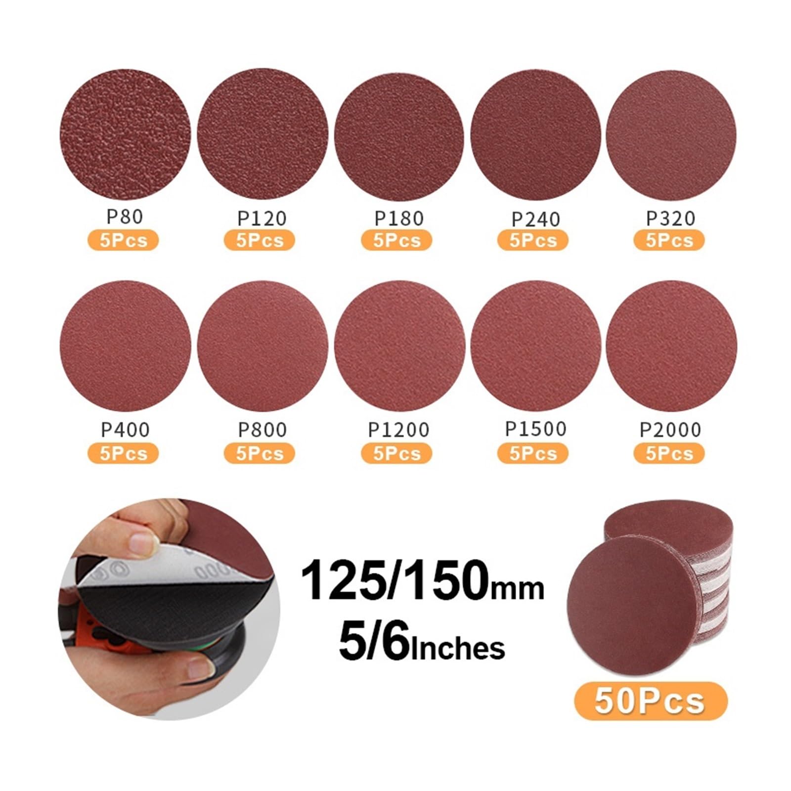 Maszyna do polerowania/szlifierki, maszyna mimośrodowa 5MM, szlifierka oscylacyjna/szlifierka 125/150MM, zestaw tarcz polerskich z papierem ściernym | Mini Grinder Suit