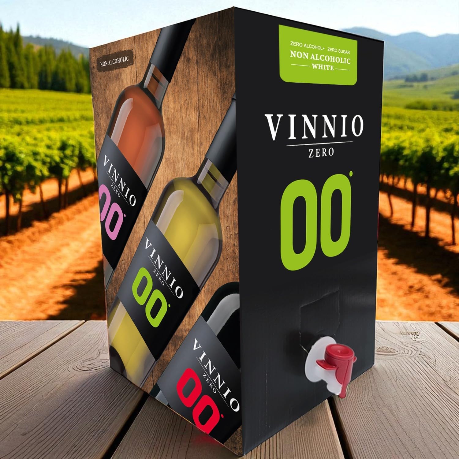 VINNIO - Vino sin alcohol 0,0 Premium Blanco | Bag in Box 10 litros | Equivalente a más de 13 Botellas de 750 | Formato Ahorro con Grifo (Sin Azúcar, Bajo en Calorías)