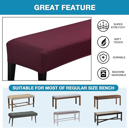 Miniatura 6 de Fundas de banco Fundas de banco lavables rectangulares para comedor con elástico inferior Funda protectora elástica de muebles para sala de estar,