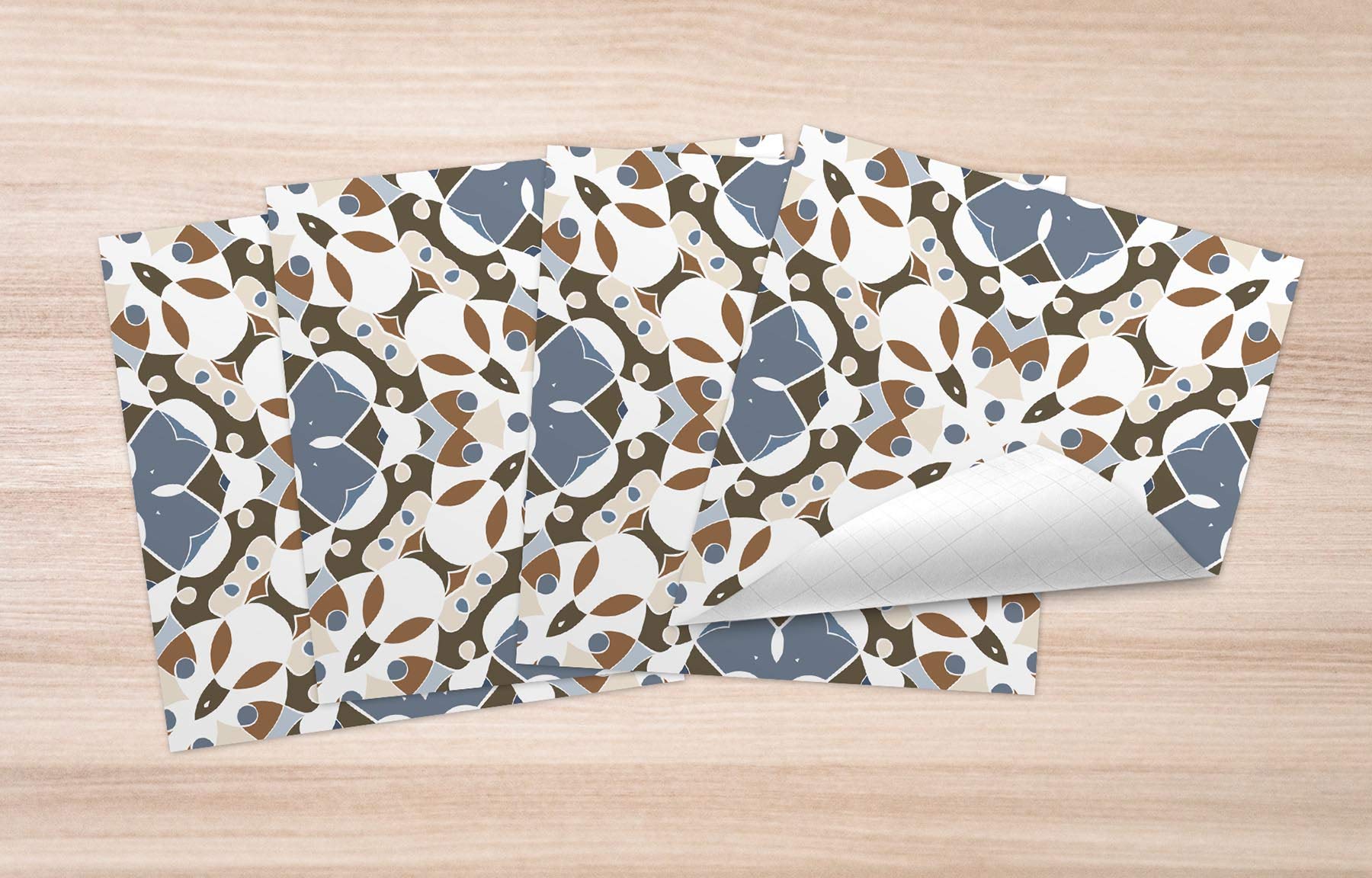 Panorama Azulejos Adhesivos Cocina Baño Pack de 72 Baldosas de 10x10 cm Hidráulico Oriental Mosaico Azul - Revestimiento de Paredes - Cenefas Adhesivas