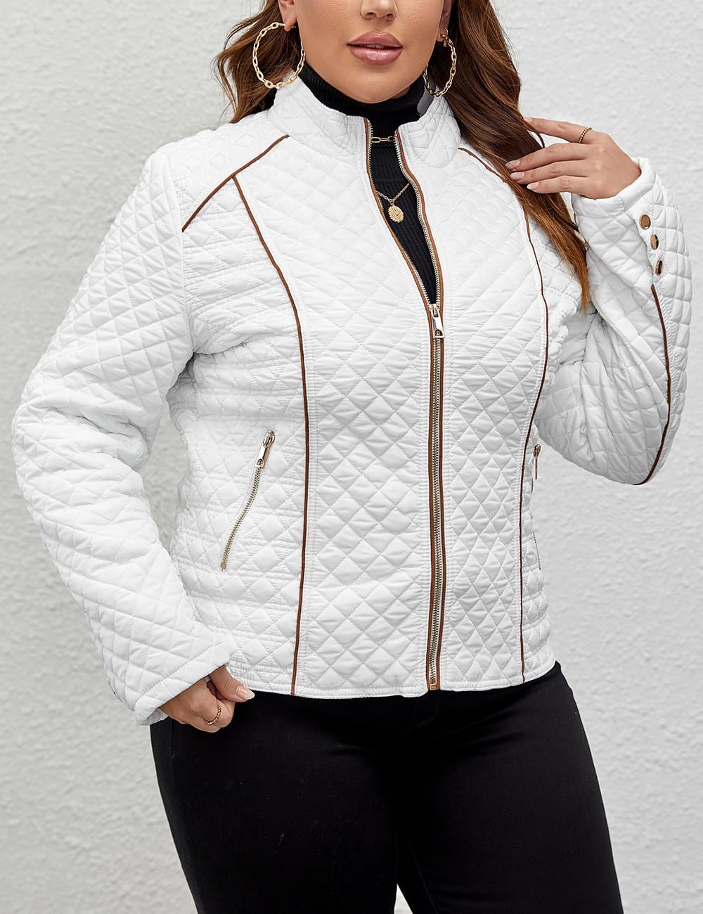 Geschallino Women's Casual Reversible Coat Plus Size Floral Print Windbreaker Lightweight Jacket with Hood - Image 3